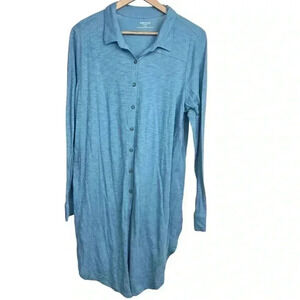 Motherhood Maternity Blue Long Sleeve High Low Button Down | Size Large